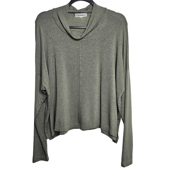 Bryn Walker Womens Sage Green Mockneck Boxy Fit Shirt Size Small Siro Rayon Soft - Picture 1 of 8